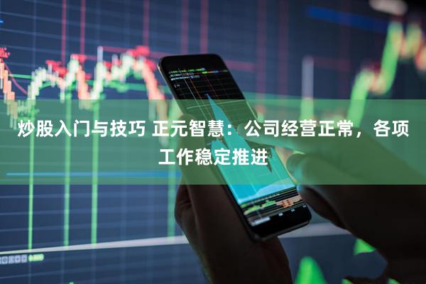 炒股入门与技巧 正元智慧：公司经营正常，各项工作稳定推进
