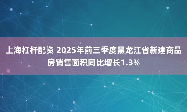上海杠杆配资 2025年前三季度黑龙江省新建商品房销售面积同比增长1.3%
